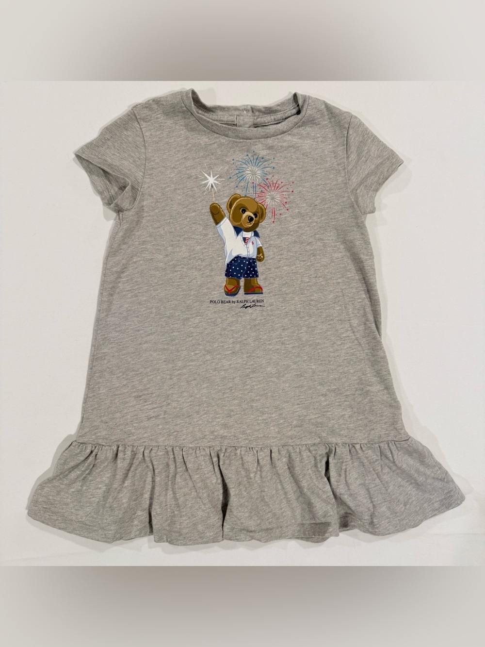 Ralph Lauren Polo Bear Jersey Tee Dress 24M Sparklers Fireworks Cotton American